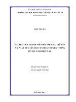 Vai trò của thanh niên đối với việc giữ gìn và phát huy giá trị văn hóa truyền thống ở Việt Nam hiện nay
