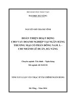 Hoàn thiện hoạt động cho vay doanh nghiệp tại ngân hàng TMCP Đông Nam Á – chi nhánh Lê Duẩn, Đà Nẵng