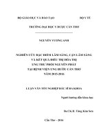 Nghiên cứu đặc điểm lâm sàng, cận lâm sàng và đánh giá kết quả điều trị hóa trị ung thư phổi nguyên phát tại Bệnh viện Ung Bướu Cần Thơ năm 20152016