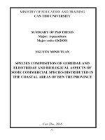 Summary of Phd thesis Pecies composition of gobiidae and eleotridae and biological aspects of some commercial species distributed in the coastal areas of Ben Tre province