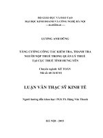 Tăng cường công tác kiểm tra, thanh tra người nộp thuế trong quản lý thuế tại Cục thuế tỉnh Hưng Yên