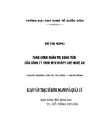 Tăng cường quản trị dòng tiền của Công ty trách nhiệm hữu hạn một thành viên đầu tư và phát triển Chè Nghệ An