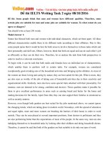 Tổng hợp Đề thi và bài mẫu IELTS Writing Task 2 tháng 10/2016