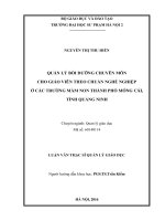 Quản lý bồi dưỡng chuyên môn cho giáo viên theo chuẩn nghề nghiệp các trường mầm non thành phố móng cái, tỉnh quảng ninh (LV02008) 