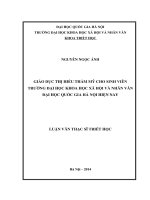 Giáo dục thị hiếu thẩm mỹ cho sinh viên trường đại học khoa học xã hội và nhân văn đại học quốc gia hà nội trong điều kiện hiện nay 