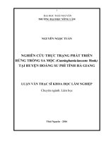 Nghiên cứu thực trạng phát triển rừng trồng Sa mộc (Cunninghamia lanceolata Hook) tại huyện Hoàng Su Phì tỉnh Hà Giang