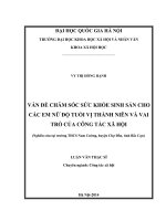 Vấn đề chăm sóc sức khỏe sinh sản cho các em nữ độ tuổi vị thành niên và vai trò của công tác xã hội (nghiên cứu tại trường trung học cơ sở nam cường, huyện chợ đồn, tỉnh bắc cạn) 