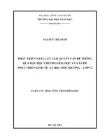 Phát triển năng lực giải quyết vấn đề của học sinh thông qua dạy học chương hóa học và vấn đề phát triển kinh tế, xã hội, môi trường – lớp 12 