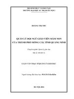 Quản lý đội ngũ giáo viên mầm non của thành phố móng cái, tỉnh quảng ninh (LV02009) 