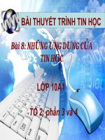 Tin học 10 bài 8 những ứng dụng của tin học