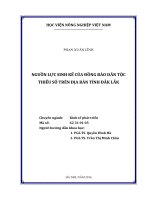 Nguồn lực sinh kế của đồng bào dân tộc thiểu số trên địa bàn tỉnh đắk lắk 
