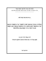 Hoàn thiện các thiết chế nhằm tăng cường hiệu quả hoạt động của spin off trong các trường đại học của việt nam 