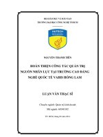 Hoàn thiện công tác quản trị nguồn nhân lực tại trường Cao đẳng nghề quốc tế Vabis Hồng Lam