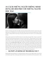 15 CÁCH NHỮNG NGƯỜI THÔNG MINH DÙNG để đối PHÓ với NHỮNG NGƯỜI độc hại