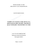 Nghiên cứu hành vi tiêu dùng của khách hàng đối với siêu thị mini ở quận ninh kiều thành phố cần thơ 