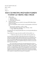 BÁO CÁO PHƯƠNG PHÁP KIỂM NGHIỆM VI SINH THỰC PHẨM