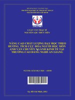 nâng cao chất lượng dạy học theo hướng tích cực hóa người học môn anh văn chuyên ngành kinh tế tại trường cao đẳng nghề an giang 