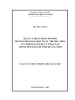 Quản lý hoạt động đổi mới phương pháp dạy học ở các trường THCS của phòng giáo dục và đào tạo thành phố uông bí, tỉnh quảng ninh 