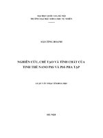 Luận văn nghiên cứu, chế tạo và tính chất của tinh thể NANO pbs và pbs pha tạp 