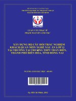 xây dựng bộ câu hỏi trắc nghiệm khách quan môn nghề nấu ăn lớp 11 tại trường tại truờng thpt trấn biên, thành phố biên hòa, tỉnh đồng nai 