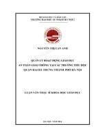 Quản lý hoạt động giáo dục an toàn giao thông tại các trường tiểu học quận hai bà trưng thành phố hà nội 