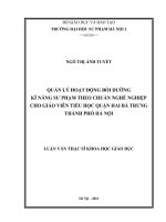 Quản lý hoạt động bồi dưỡng kĩ năng sư phạm theo chuẩn nghề nghiệp cho giáo viên tiểu học quận hai bà trưng thành phố hà nội (LV02034) 