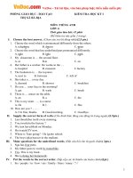 Bộ đề ôn thi học kỳ 1 môn Tiếng Anh lớp 6 Trường THCS Phước Nguyên, Bà Rịa Vũng Tàu có đáp án