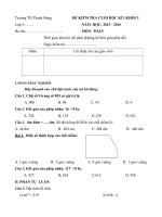 Đề kiểm tra học kì 1 môn Toán lớp 3 năm học 2015 - 2016 trường Tiểu học Thạnh Hưng, Long An