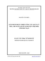 Giải pháp hoàn thiện công tác quản lý thu, chi ngân sách tại huyện chợ mới, tỉnh bắc kạn