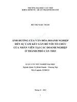 Ảnh hưởng của văn hóa doanh nghiệp đến sự cam kết gắn bó với tổ chức của nhân viên tại các doanh nghiệp ở thành phố cần thơ 
