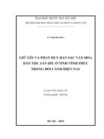 Giữ gìn và phát huy bản sắc văn hóa dân tộc sán dìu ở tỉnh vĩnh phúc trong bối cảnh hiện nay 