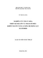 Nghiên cứu tối ưu hóa thiết kế độ lớn và tham số điều khiển nguồn năng lượng hệ động lực xe hybrid 