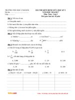 Đề thi giữa học kì 1 môn Toán lớp 5 trường tiểu học Cẩm Đàn, Bắc Giang năm học 2016 - 2017