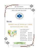 Báo cáo Tìm hiểu bao bì trong quy trình sản xuất sữa đậu nành