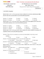 Đề thi khảo sát chất lượng môn Tiếng Anh lớp 12 trường THPT Đồng Đậu, Vĩnh Phúc năm 2015 - 2016 (Lần 1)