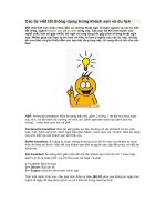 Các từ viết tắt thông dụng trong khách sạn và du lịch