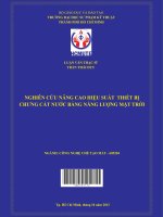 nghiên cứu nâng cao hiệu suất thiết bị chưng cất nước bằng năng luợng mặt trời 