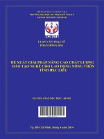đề xuất giải pháp nâng cao chất lƣợng đào tạo nghề cho lao động nông thôn tỉnh bạc liêu 