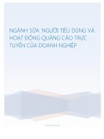 NGÀNH SỮA: NGƯỜI TIÊU DÙNG VÀ HOẠT ĐỘNG QUẢNG CÁO TRỰC TUYẾN CỦA DOANH NGHIỆP
