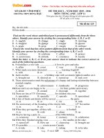 Đề thi khảo sát chất lượng môn Tiếng Anh lớp 11 trường THPT Đồng Đậu, Vĩnh Phúc năm 2015 - 2016 (Lần 1)