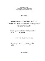 Luận văn thạc sĩ tranh tụng của kiểm sát viên tại phiên tòa hình sự sơ thẩm từ thực tiễn tỉnh thái nguyên 