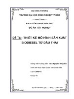 Đồ án tốt nghiệp Thiết kế mô hình sản xuất Biodiesel từ dầu thải