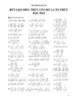 67 bài tập rút gọn biểu thức chứa căn bậc hai luyện thi vào lớp 10 