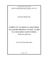 Nghiên cứu tác động của hoạt động du lịch đến đời sống văn hóa - xã hội của cộng đồng người H'' Mông ở Sapa, Lào Cai