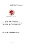 Quản lý hoạt động giáo an toàn giao thông tại các trường tiểu học quận hai bà trưng thành phố hà nội 