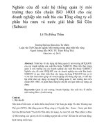 Nghiên cứu đề xuất hệ thống quản lý môi trường theo tiêu chuẩn ISO 14001 cho các doanh nghiệp sản xuất bia của Tổng công ty cổ phần bia rượu và nước giải khát Sài Gòn (Sabeco)