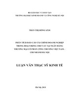 Phân tích báo cáo tài chính doanh nghiệp trong hoạt động cho vay tại Ngân hàng TMCP Công thương Việt Nam – Chi nhánh thành phố Hà Nội