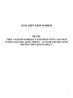 Một vài kinh nghiệm và giải pháp nâng cao chất lượng giáo dục quốc phòng   an ninh cho học sinh trường THPT hoằng hóa 2 