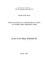 Luận văn thạc sỹ - Nâng cao năng lực cạnh tranh của Công ty cổ phần thực phẩm Hữu Nghị