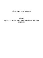 Sáng kiến kinh nghiệm quản lý chỉ đạo hoạt động bồi dưỡng học sinh giỏi THCS 